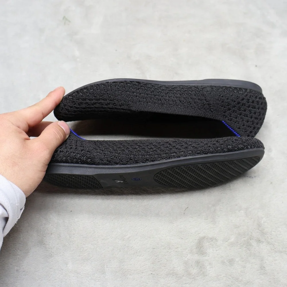 Rothys Women 6 Flats Shoes Black The Loafer Knit‎ Sustainable Slip On Everyday